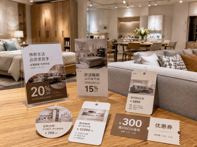 安新县家具门店单页海报与吊牌